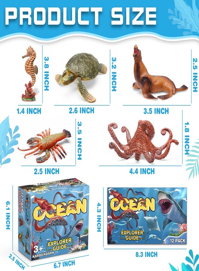 KarberDark 12 Pack Ocean Animal Toys with Educational Booklet for Kids, Realistic Soft Plastic Creatures Model Figures for Toddler Boys Girls, Under the Sea Party Favor, Birthday Gifts Water Table Toy - Image 2